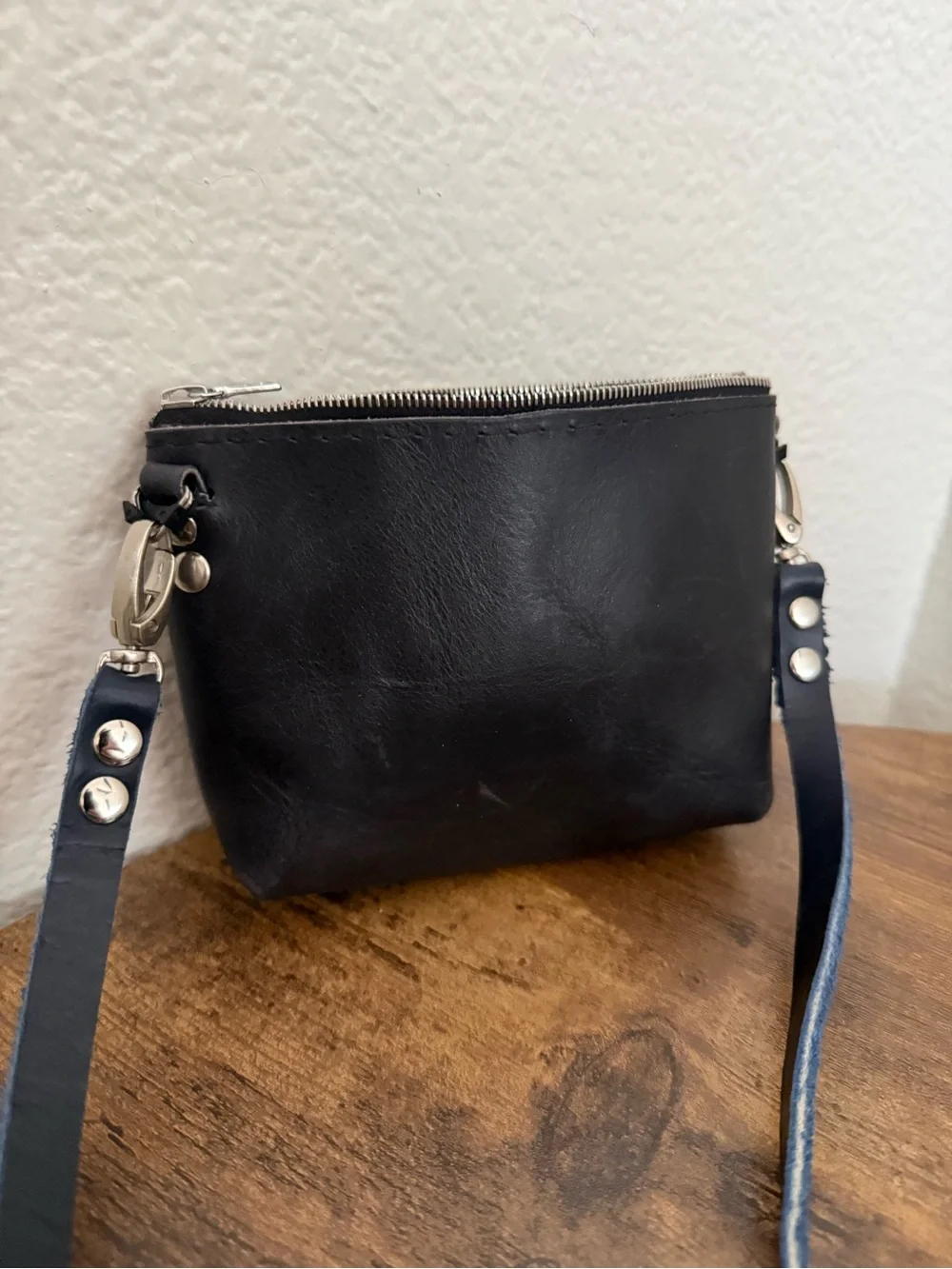 Mini Black Leather Crossbody - Unbranded